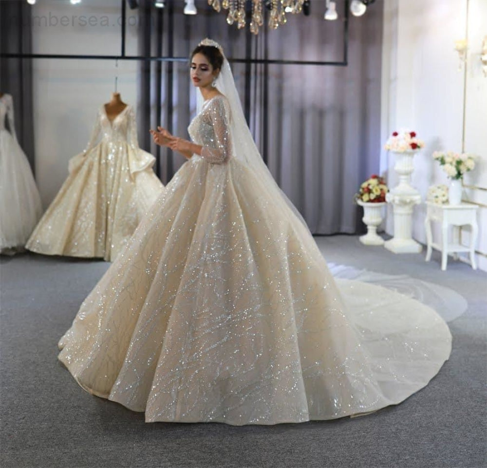 NB3761 robe de mariee princesse de luxe wedding dress princess puffy wedding gowns - numbersea