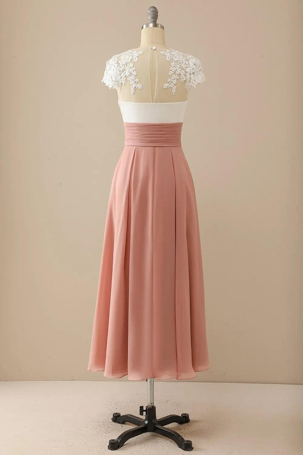 Mother of Bride Dress V Neck Appliques Short Sleeves