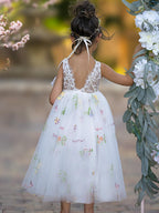 Tulle Knee-length Lace Embroidery Dress