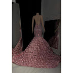 Trumpet/Mermaid Straps Floral Lace Sequins Backless Sleeveless Prom Dress
