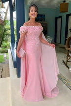 Fabelhaftes säulenförmiges Spitzenkleid für die Brautmutter, schulterfrei, ärmellos, rosa Brautjungfernkleid mit Applikationen