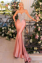 Fabelhaftes langes grünes Meerjungfrau-Ballkleid mit Spaghettiträgern und Spitze und Satin
