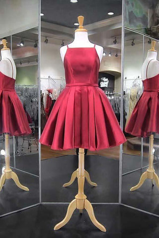 Mode 2023 Marineblaue Spaghettiträger Satin Homecoming Kleider