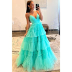 Glitzer A-Linie V-Ausschnitt Spaghettiträger Ballkleid Ballkleid Abendkleider 