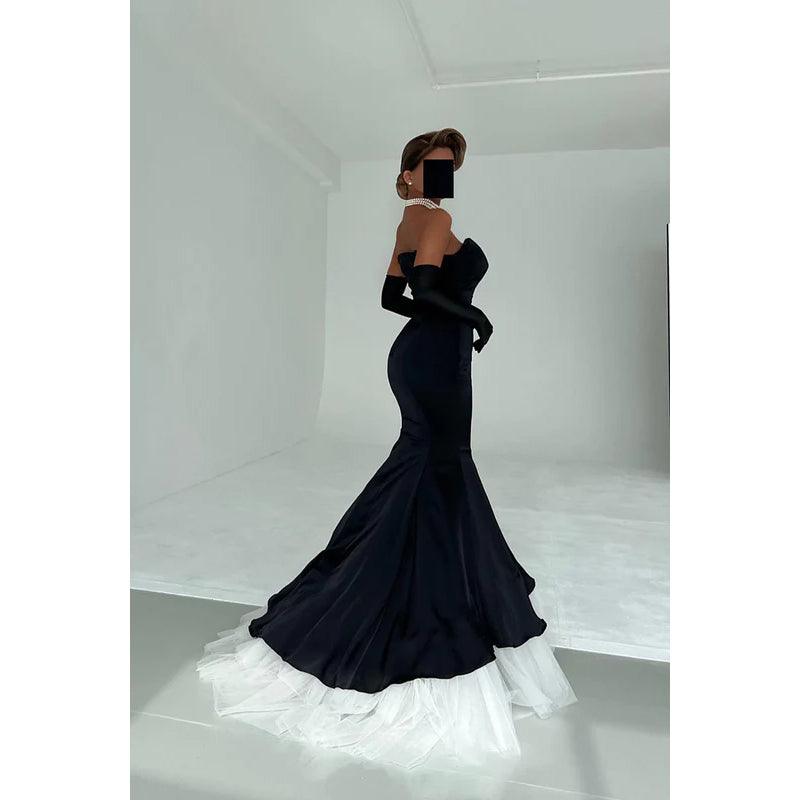 Trompeten-/Meerjungfrauen-Kleid, schulterfrei, elegant, für Abend, Party, Ball