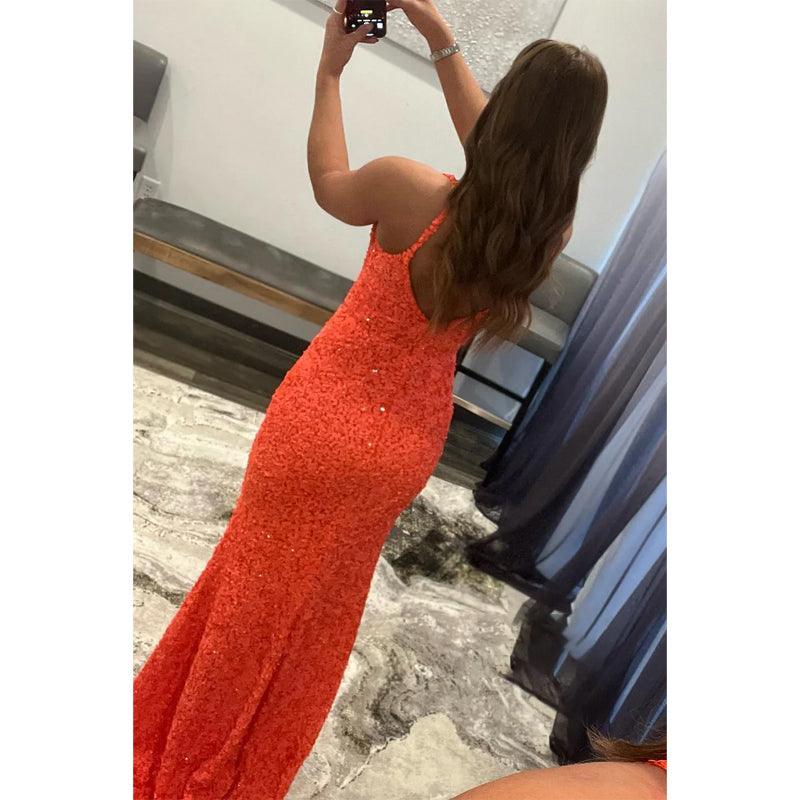 Sevy Ballkleid mit V-Ausschnitt, glitzernden Pailletten 
