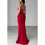 Figurbetontes Bateau-Kleid mit Spaghettiträgern und Schnürung, Party-, Abschlussball- und Abendkleid 