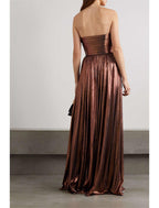 Meerjungfrau/Trompete Abendkleid Sexy Kleid Cocktail Party Hochzeit Empfang Bodenlang Ärmellos Trägerlos Polyester mit gerüschtem Schlitz