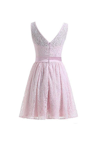 Flesh Pink Lace Short Homecoming Dresses Prom Dresses