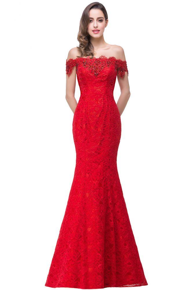 Floor-Length Mermaid Lace Off Shoulder Bridesmaid Dresses