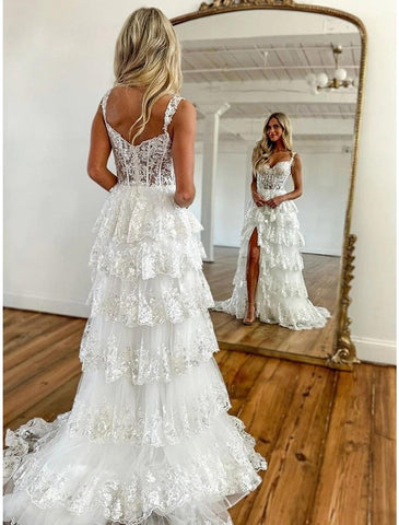 Meerjungfrau/Trompete Ballkleider Korsetts Kleid Hochzeitsgast Abend Party Hofschleppe Ärmellos Schulterfrei Tüll mit Pailletten Schlitz