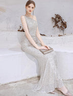Mermaid / Trumpet Evening Gown Sparkle Dress Wedding Guest Floor Length Sleeveless One Shoulder Sequined with Beading Sequin