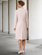 Vestido de dos piezas de corte A para madre de la novia, para invitada de boda, iglesia, elegante, cuello en V, largo hasta la rodilla, de gasa, manga corta, chaqueta, vestidos con color sólido, otoño