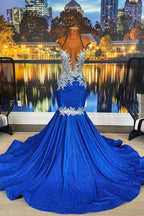 Glamouröses langes ärmelloses, rückenfreies Meerjungfrau-Ballkleid mit Perlen