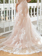 Vestidos de novia formales de otoño con escote corazón, corte sirena o trompeta, manga larga, cola larga y apliques de encaje