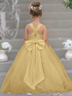 Timeless A-Line Sleeveless Satin and Tulle Flower Girl Dress