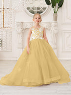 Elegante vestido de tul sin mangas estilo princesa de corte A para niña de las flores 