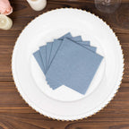 20 Pack Linen-Like Paper Napkins 5"x5" Dusty Blue - Soft Single-Use Airlaid Cocktail Napkins