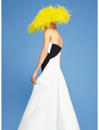 Sheath / Column Evening Gown Color Block Dress Wedding Summer Short / Mini Sleeveless Strapless Satin with Ruched