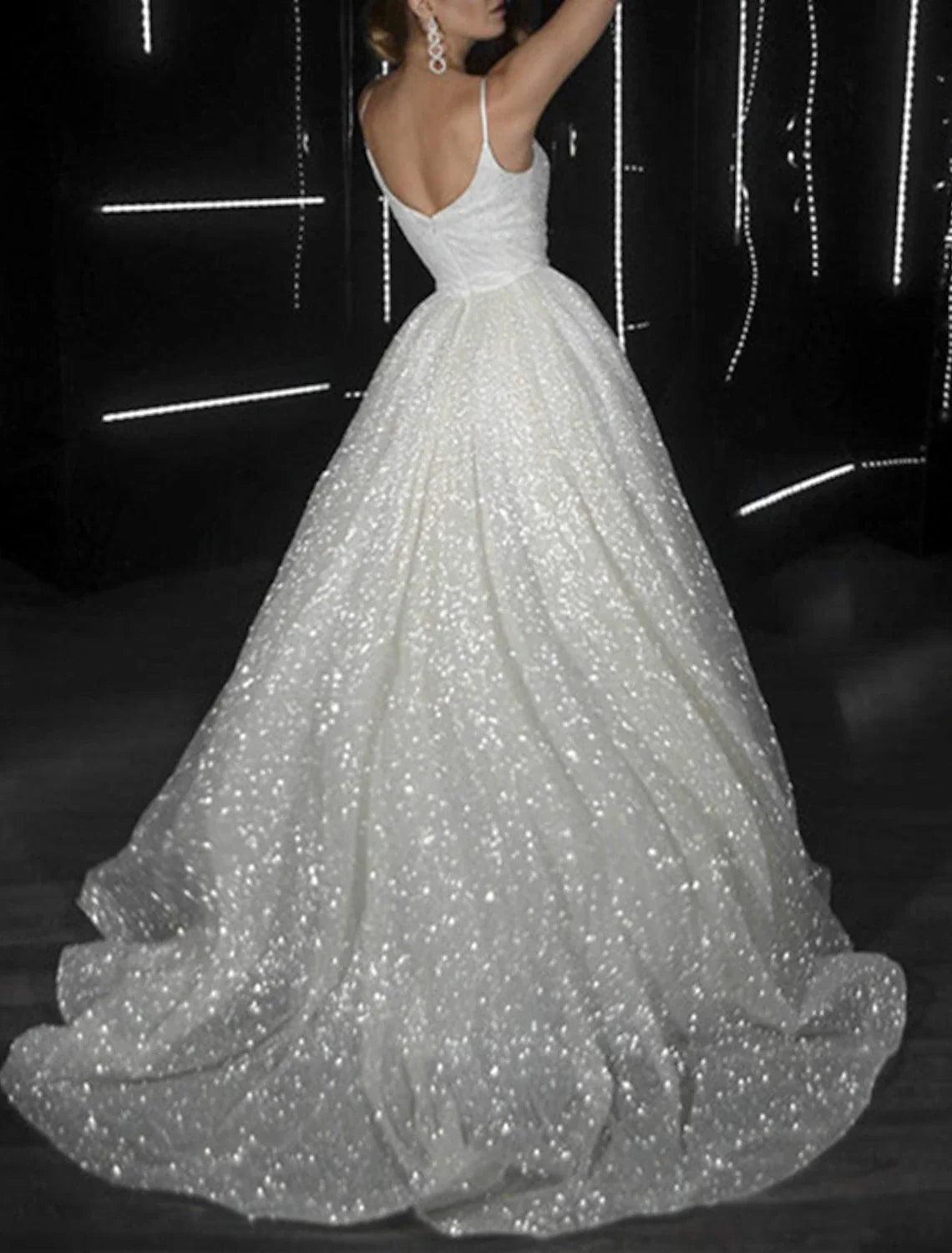 Vestido brillante para boda, fiesta, cumpleaños, corte de cola, sin mangas, tirantes finos, tul con lentejuelas, vestidos de fiesta
