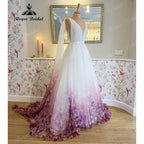 NumberSea - Halter Neck Chiffon A Line Garden Floral Print Wedding Dress Open Back 2025 Pleats Wedding Gowns for Bridal sukienka na wesele