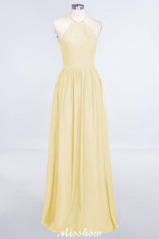 Halter Sleeveless Floor-Length Bridesmaid Dress with Ruffles