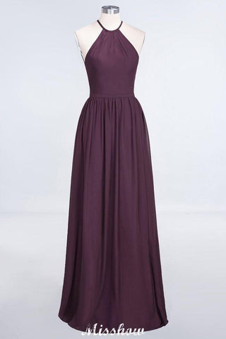 Halter Sleeveless Floor-Length Bridesmaid Dress with Ruffles