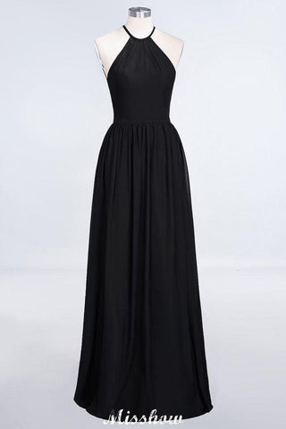 Halter Sleeveless Floor-Length Bridesmaid Dress with Ruffles