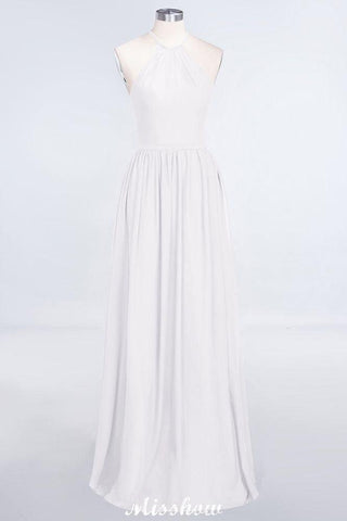Halter Sleeveless Floor-Length Bridesmaid Dress with Ruffles