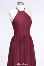 Halter Sleeveless Floor-Length Bridesmaid Dress with Ruffles
