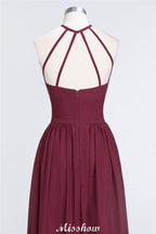 Halter Sleeveless Floor-Length Bridesmaid Dress with Ruffles