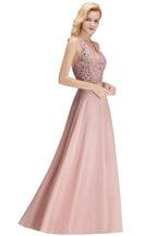 Neckholder-Abendkleid mit ärmellosen Blumenapplikationen, A-Linie, bodenlanges Brautjungfernkleid