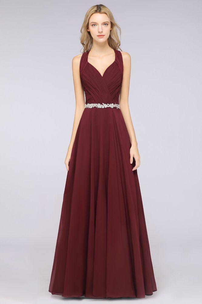 Halter V-Neck Sleeveless Ruffle Bridesmaid Dress with Appliques Sashes Evening Swing Dress