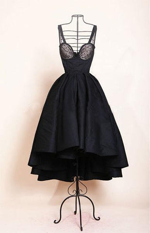 High Low Black Dress Vintage Homecoming Dresses Short Prom Dress