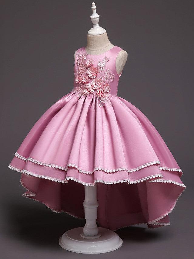 Vestidos de niña de las flores con escote joya, de tul, satén y princesa, para bodas, desfiles y fiestas