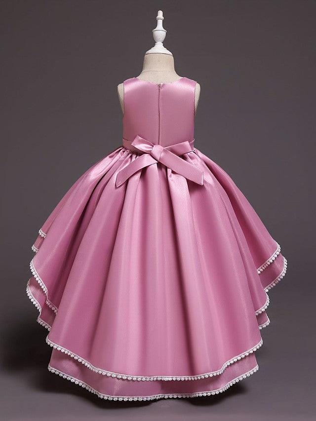 Vestidos de niña de las flores con escote joya, de tul, satén y princesa, para bodas, desfiles y fiestas