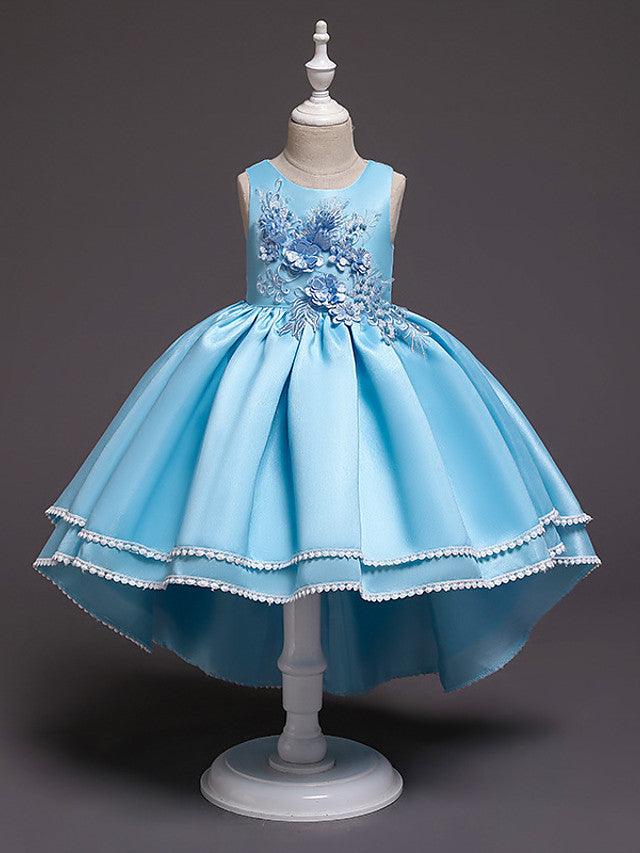 Vestidos de niña de las flores con escote joya, de tul, satén y princesa, para bodas, desfiles y fiestas