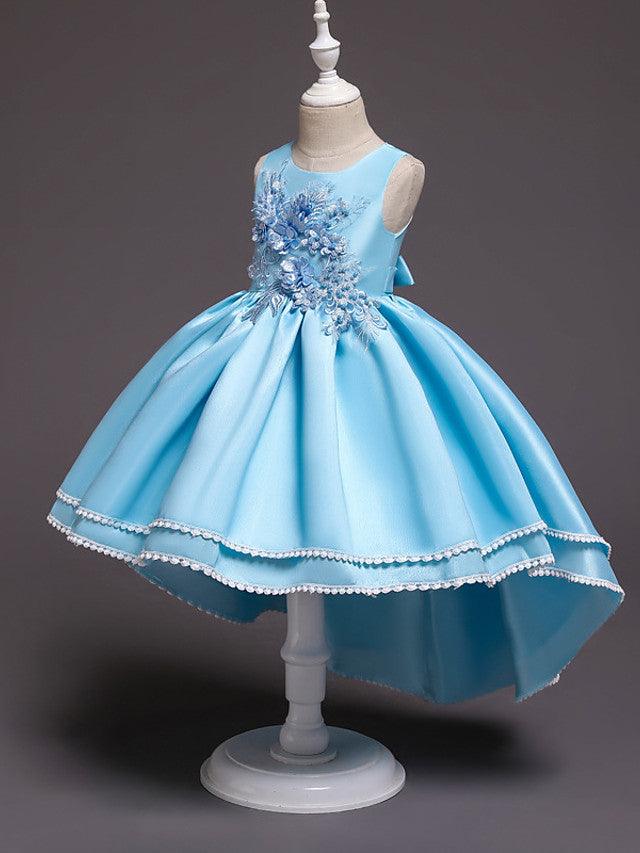 Vestidos de niña de las flores con escote joya, de tul, satén y princesa, para bodas, desfiles y fiestas