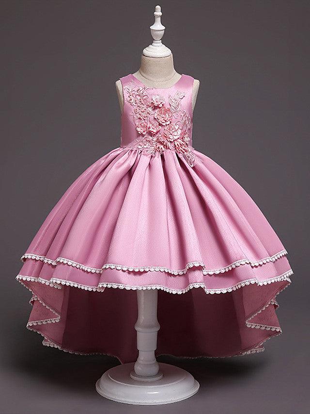 Vestidos de niña de las flores con escote joya, de tul, satén y princesa, para bodas, desfiles y fiestas