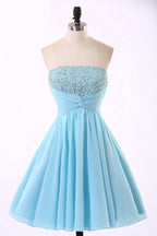 High Quality Chiffon Light Blue Homecoming Dresses