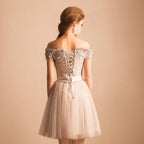 Homecoming Dress Off-the-shoulder Lace Short Prom Dress Party Dress