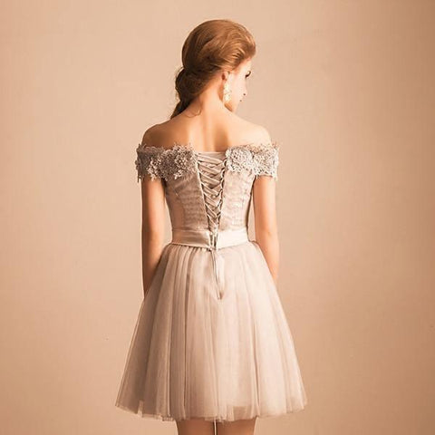 Homecoming Dress Off-the-shoulder Lace Short Prom Dress Party Dress