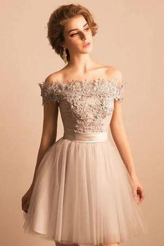 Homecoming Dress Off-the-shoulder Lace Short Prom Dress Party Dress