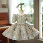 Sequins Short Sleeves Knee-length Baby Girl Dress