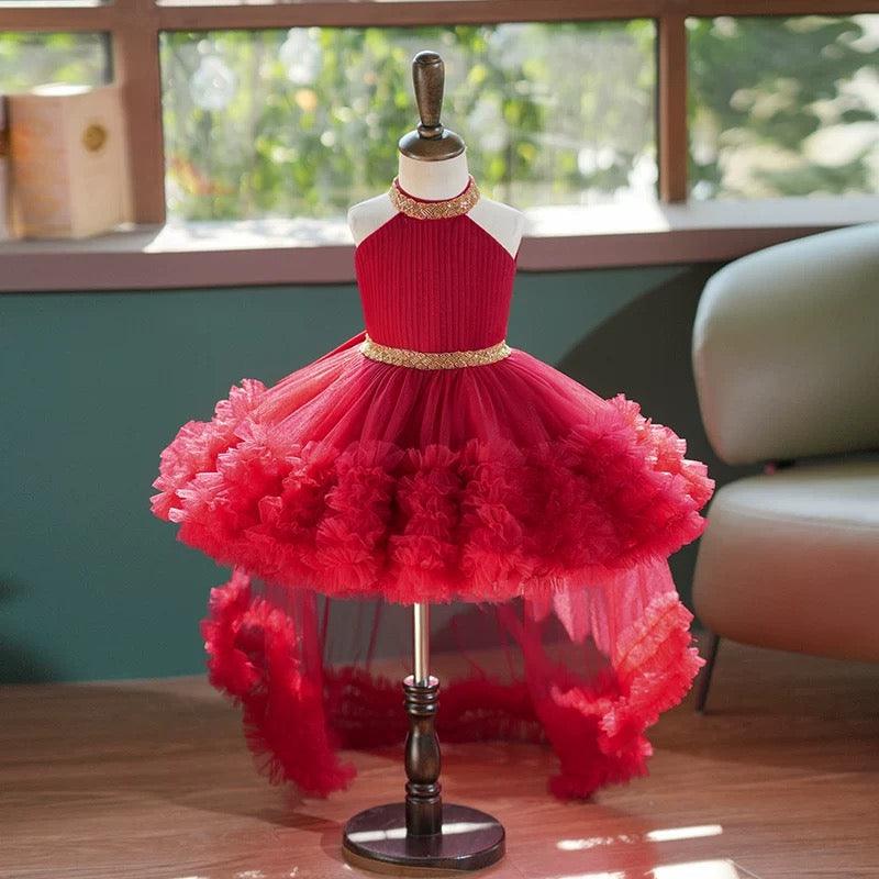 Tüllärmeliges, knielanges Baby-Mädchen-Kleid 