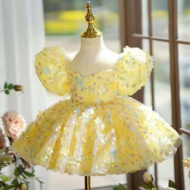 Vestido de lentejuelas hasta la rodilla para fiesta de primer cumpleaños de niña 