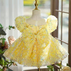 Vestido de lentejuelas hasta la rodilla para fiesta de primer cumpleaños de niña 