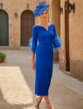 Elegantes Kleid mit V-Ausschnitt, Knöchellänge, Stretchstoff, Halbarm, mit Kleid für die Brautmutter