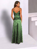 Vestidos de novia estilo sirena/trompeta para invitada de boda, vestido floral para fiesta de bodas, semiformal, largo hasta el suelo, sin mangas, tirantes finos, charmeuse con abertura y bordado