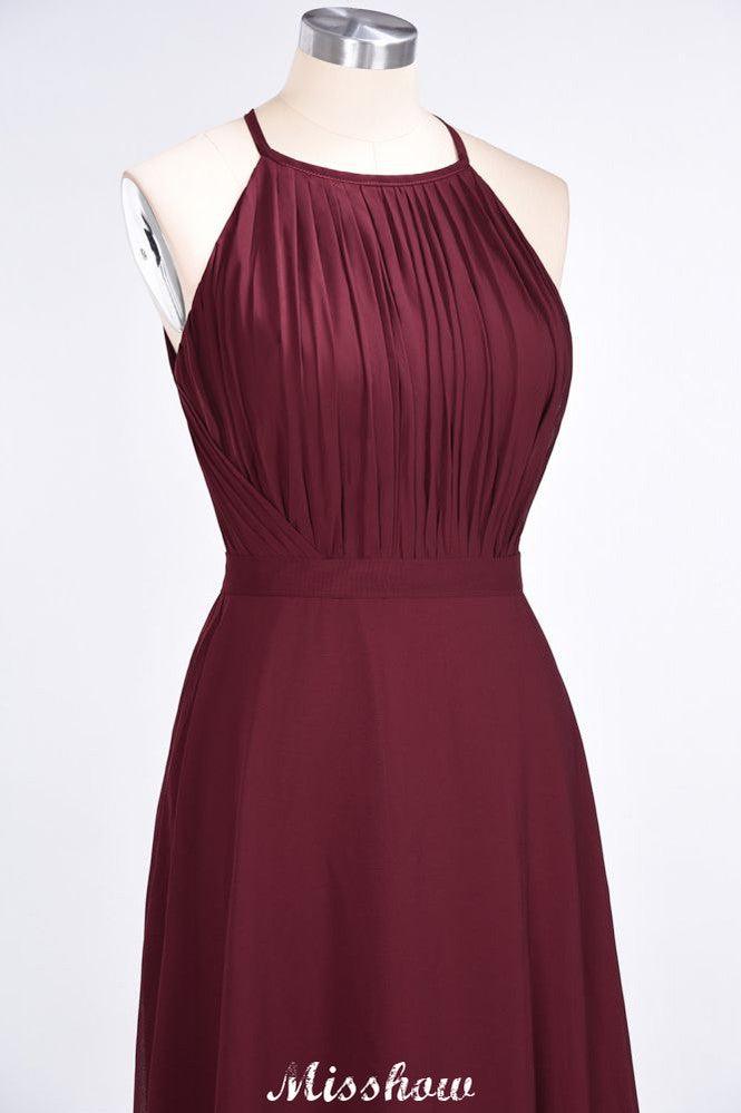 Jewel Sleeveless Floor-Length Bridesmaid Dress Ruffles Spaghetti aline Maid of Honor Dress